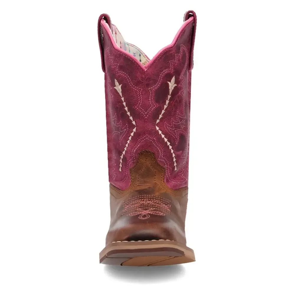 NEW Dan Post Salina‎ Pink Tan Leather Western Boots Girls Cowgirl Rodeo Cute